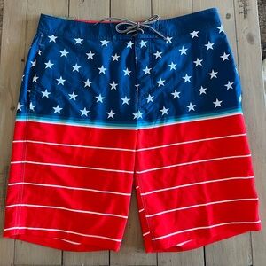 American Flag Swim Trunks Size 34
